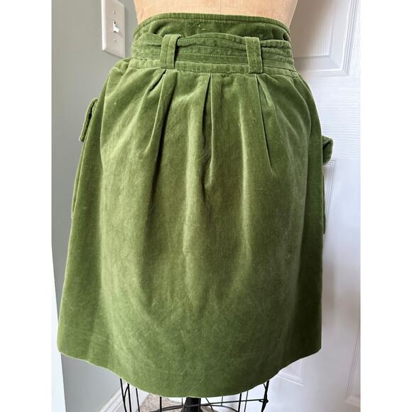 Anthropologie elevenses plush skirt fairy story deep pockets green belted button - Picture 15 of 16